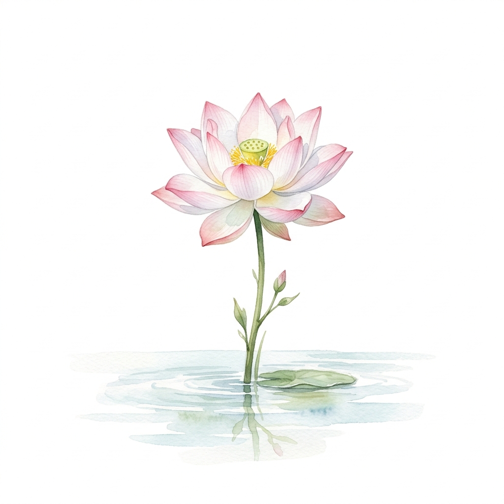 Graceful watermark illustration of a lotus flower